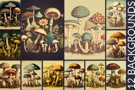 Vintage Mushroom Paper Backgrounds Graphic By Esch Creative · Creative