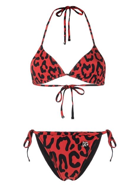 Dolce Gabbana Bikini Con Estampado De Leopardo Rojo Farfetch Mx