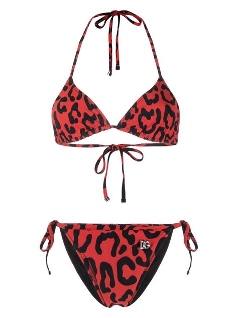 Dolce Gabbana Bikini Con Estampado De Leopardo Rojo FARFETCH MX