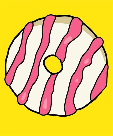 Vector Icono De Donut Rosa Colorido Aislado Sobre Fondo Amarillo