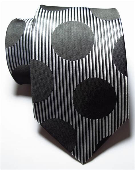 New Classic Striped Dot Black White Jacquard Woven Silk Men S Tie