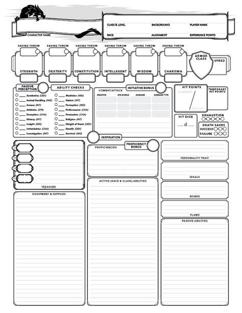 Dnd 5e Printable Character Sheet