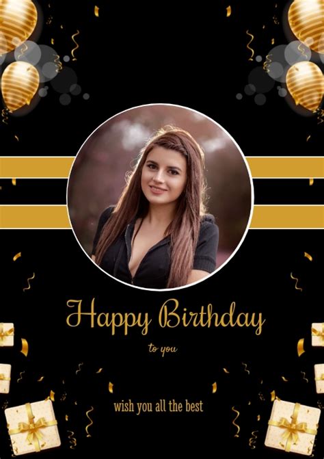 Black And Gold Happy Birthday Template Postermywall