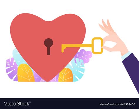 Male Hand Hold Golden Key To Open Lock Lovely Vector Image