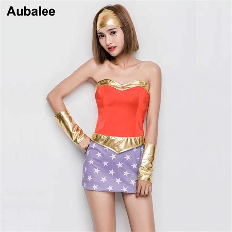 New Wonder Woman Costume Women Sexy Fancy Dress Superwoman Ladies Halloween Girls Fantasy Super