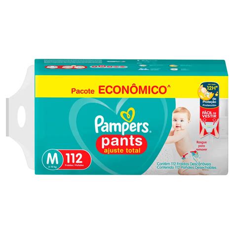 Fralda Pampers Pants Ajuste Total Tamanho M Pacote Econômico Com 112