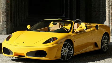 Wallpaper Ferrari F430 Spider Yellow Convertible Side View Hd Picture Image