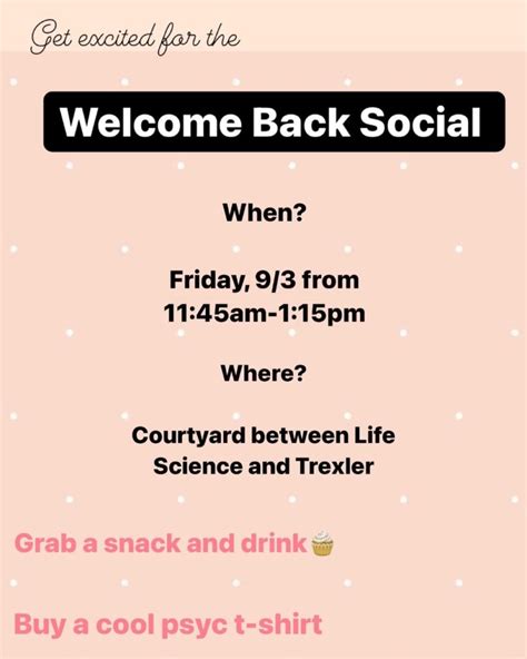 Welcome Back Social Roanoke College Psychology Department