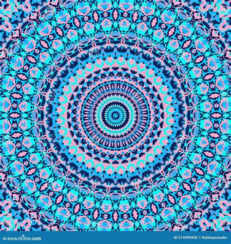 Groovy Intricate Psychedelic Bohemian Pink And Blue Boho Hippie Mandala