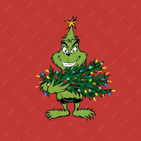 Premium Vector A Cartoon Of A Grinch Carrying A Christmas Tree Ai