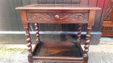 Carved Oak Barley Twist Side Table Antiques Atlas