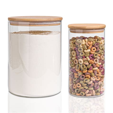 Comsaf Glass Jars With Airtight Bamboo Lid 101 Oz37 Oz Glass Food