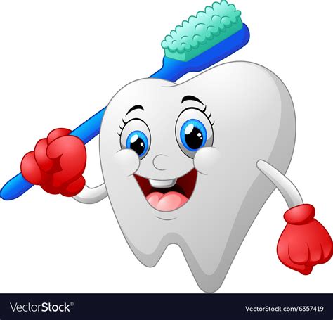 Smiling Healthy White Tooth Cartoon Character Vector Image