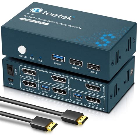 Steetek Usb 30 Kvm Switch Dual Monitor Displayport 4k60hz Kvm Switch