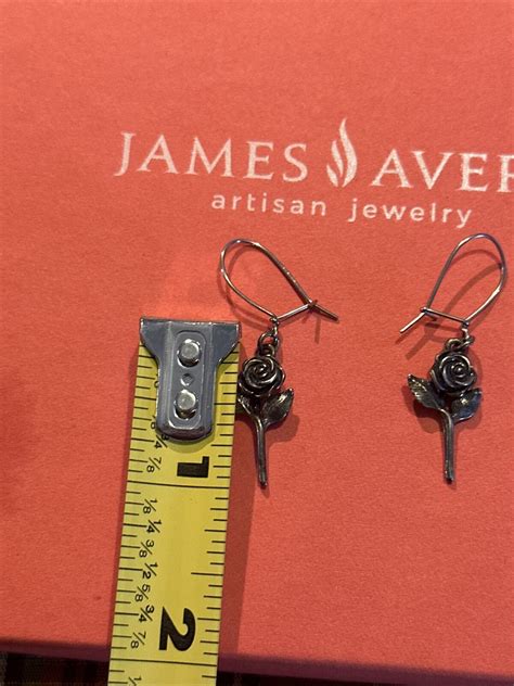 James Avery Retired Rose Dangle Silver Earrings Gem