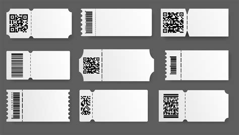 Ticket Template Coupon With Barcode Set Vector Empty Realistic Cards