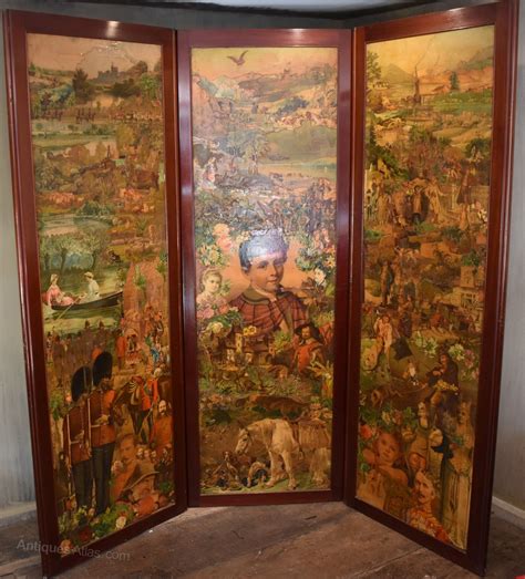 Victorian Mahogany Three Panel Decoupage Screen Antiques Atlas