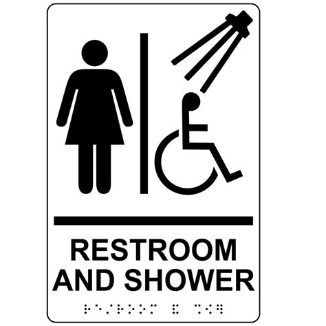 Ada Womens Restroom And Shower Braille Sign Rre 14824 Blkonwht