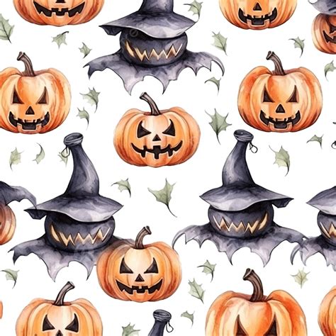 Seamless Pattern For The Holiday Halloween Watercolor Illustration