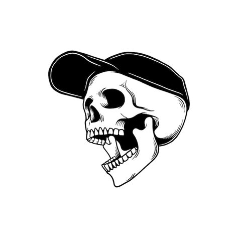 Premium Vector Illustration Of Skull In Baseball Cap Hand Drawn