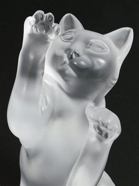 Lalique Crystal Figure Laughing Cat Lot 294