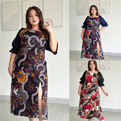 Jual CORNELLY Dress Batik Bigsize Dress Batik Pesta Jumbo Shopee