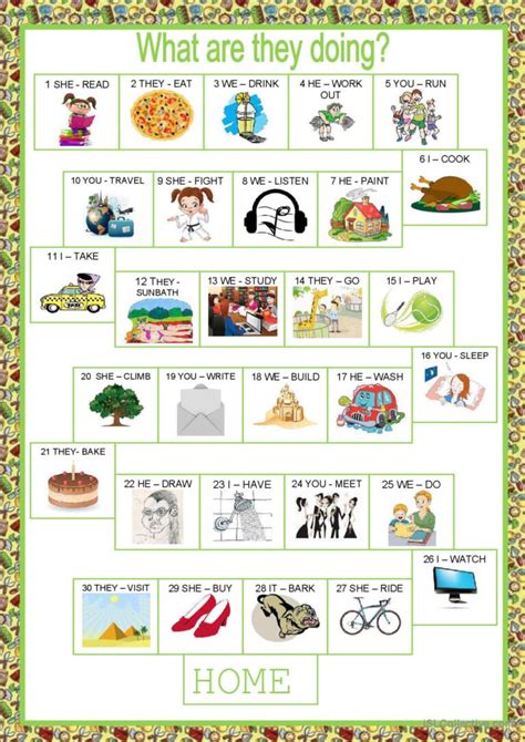 Board Game Present Continuous Gene… English Esl Worksheets Pdf And Doc