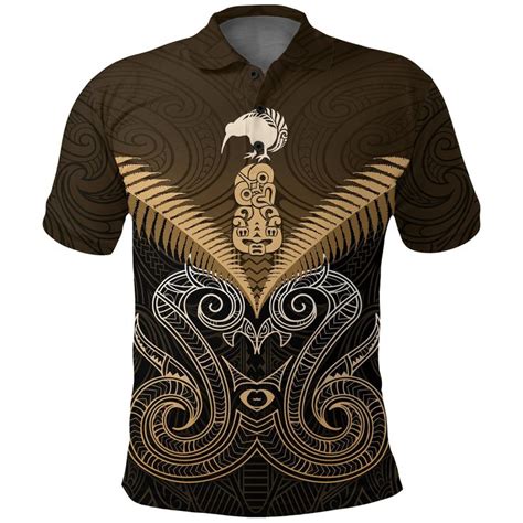 Aio Pride Maori Manaia New Zealand Polo Shirt Gold Aio Pride Polo