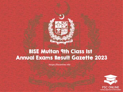 Bise Multan 9th Class 1st Annual Exams Result Gazette 2023