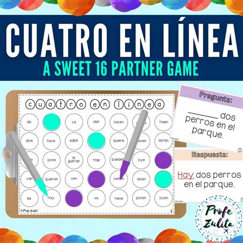 Cuatro En L Nea Game For Sweet Spanish Verbs Made By Teachers In