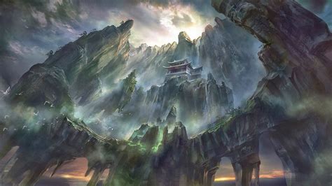 Nature Digital Art Water Artwork Asian Architecture Fantasy Art