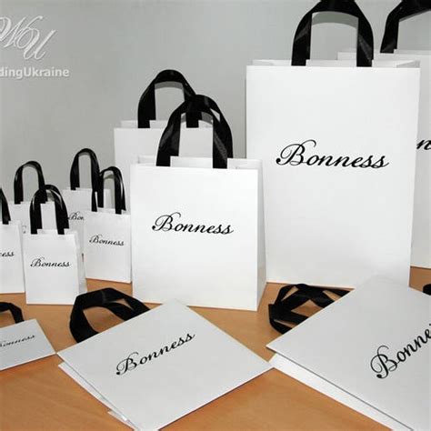 Logo Gift Bags With Satin Ribbon Handles And Bow Elegant Etsy