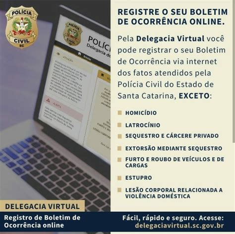 Boletim de ocorrência pode ser registrado por meio da Delegacia Virtual