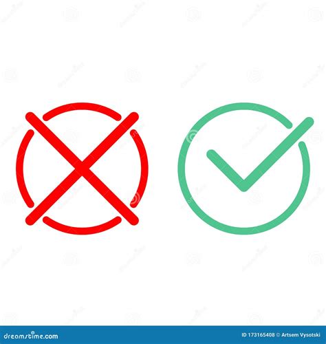 Cross Check Mark Icons Flat Round Buttons Set Vector EPS10 Stock