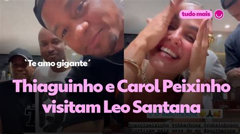 Thiaguinho e Carol Peixinho visitam Léo Santana e muso do pagode