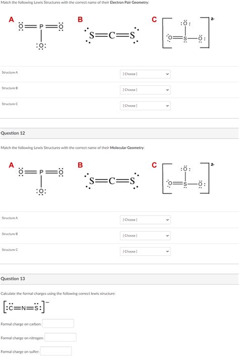 Solved Match The Following Lewis Structures With The Correct