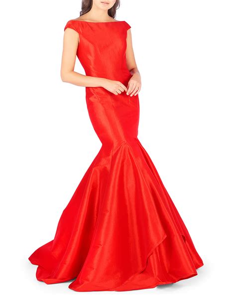 Mac Duggal Off The Shoulder Satin Mermaid Gown Neiman Marcus