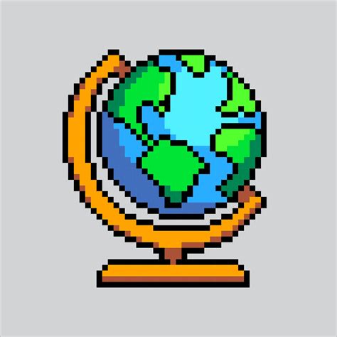 Pixel Art Illustration Earth Globe Pixelated Earth Globe Earth Globe