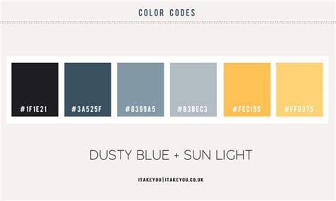 Dusty Blue and Yellow Color Palette, Blue and yellow color combinations