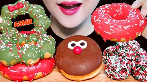 Asmr🎄christmas Doughnuts 던킨 크리스마스 도넛 Eating Sounds Mukbang No Talking