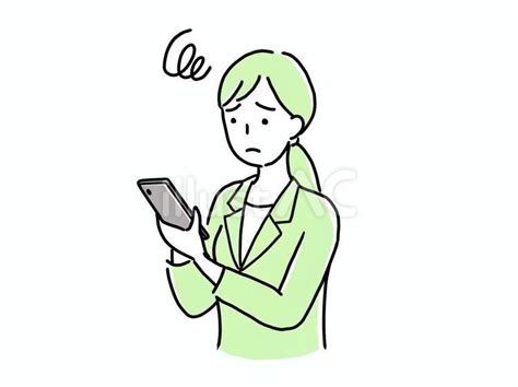 困り顔でスマホを見るスーツ姿の女性イラスト No 23211051｜無料イラスト・フリー素材なら「イラストac」