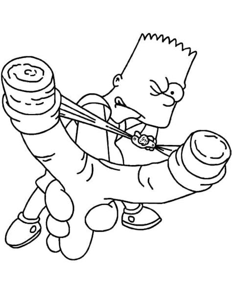 Dibujos De Bart Simpson Con Tirachinas Para Colorear Para Colorear