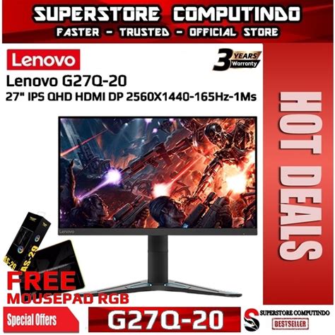 Jual Monitor Lenovo G27Q G27Q 20 27 IPS 165Hz 1Ms QHD 2560X1440 HDMI