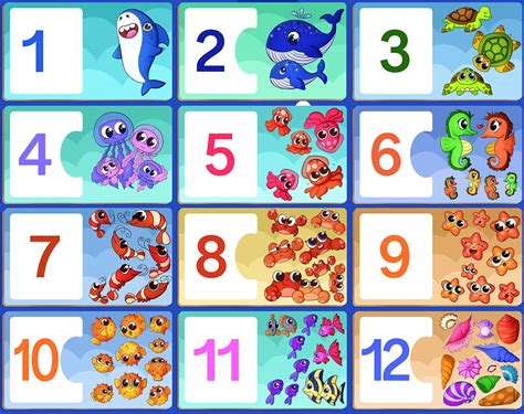 Learning to count. Smart puzzles with sea creatures. :: Behance