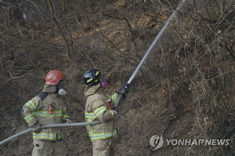 울진삼척 산불 민가 방어하는 소방대원들 연합뉴스