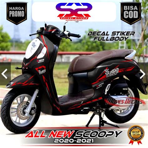 Jual Keren Decal Sticker All New Scoopy Motiff Merah Full Body Decal