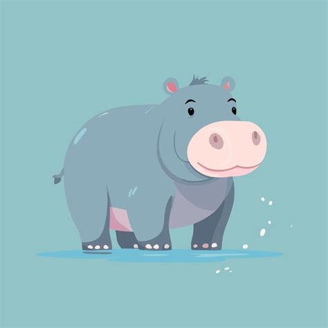 Premium Vector Cute Hippo Illustration Cartoon Clipart Vector Design