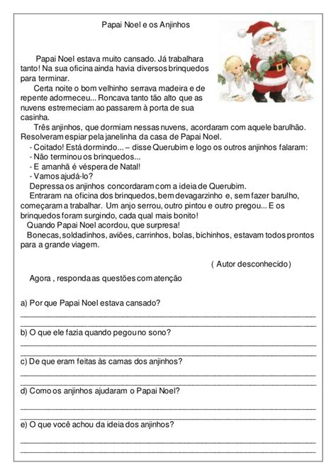 Professores online 24 horas Os anjinhos e o papai Noel Interpretação