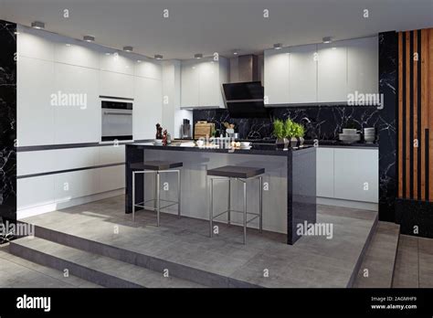 Modern Kitchen Interior D Rendering Concept Stock Photo Alamy