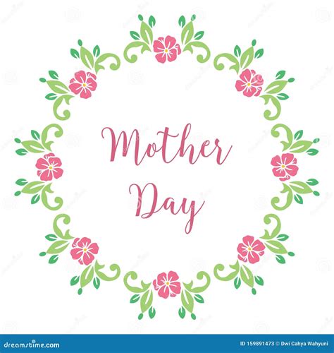 Design Card Mother Day With Colorful Flower Frame Background And Green